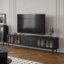 美式复古电视柜茶几组合2024新款小户型法式客厅实木黑色电视机柜