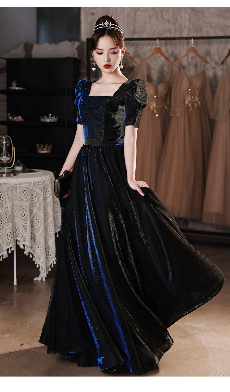 声乐艺考晚礼服女2021新款名媛气质复古法式黑色长款年会派对裙冬