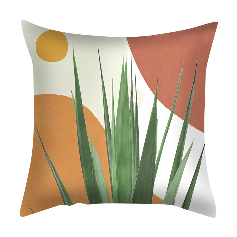 [Clothes] Nordic Abstract Pillow Cover Simple Geometric Morandi Peach Skin Fabric Home Sofa Cushion Cushion Cover