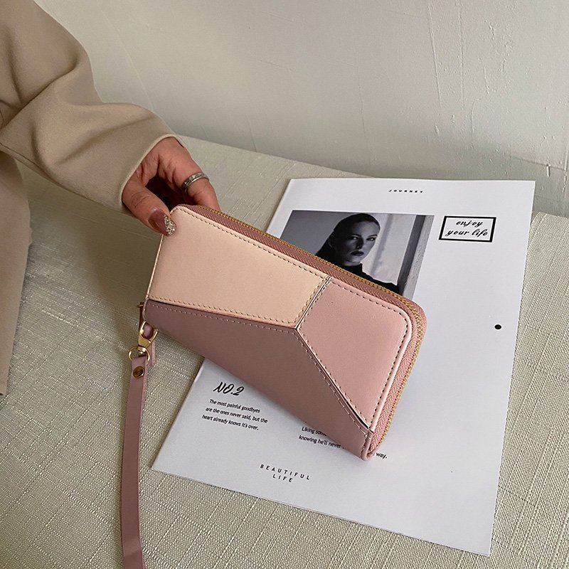 Spring Fashion Single Product Women's Wallet Stitching Contrast Color Small Fresh Women's Wrist Bag Multiple Card Slots Mobile Coin Purse Fashion