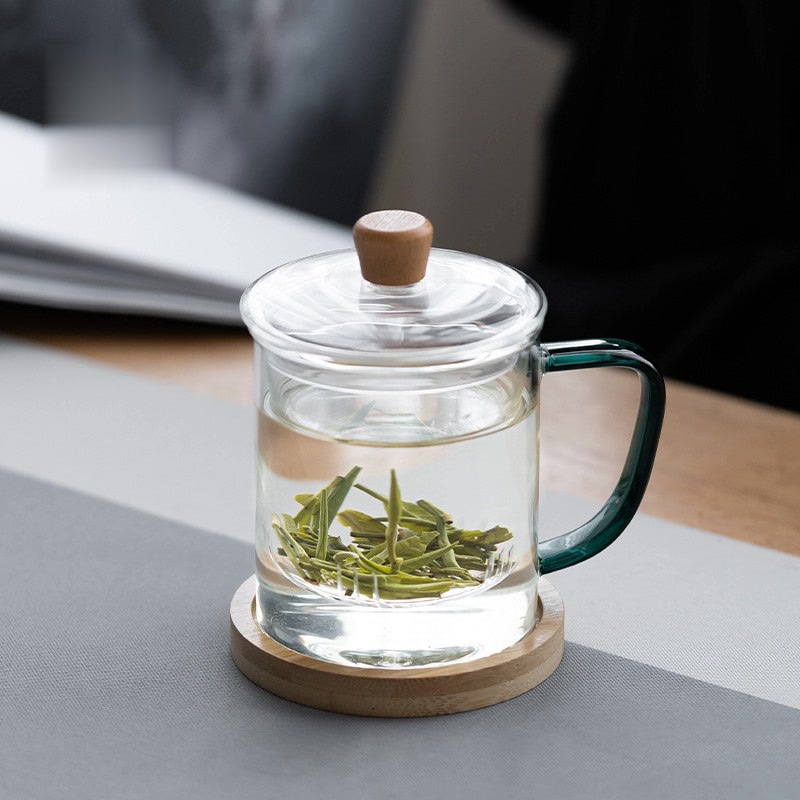 茶杯茶水分离玻璃耐高温大容量家用过滤带盖办公室泡茶杯个人专用