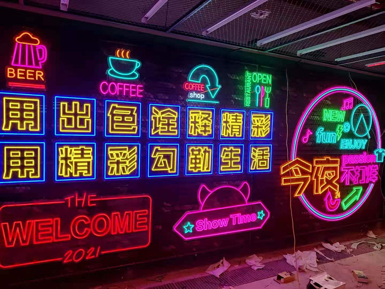led霓虹灯 硅胶软灯条 发光字母 造型定制 餐饮酒吧招牌 低压12v