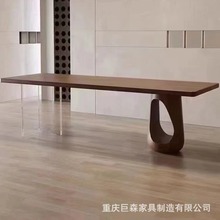 轻奢现代茶台高级感家用大板茶台办公室设计师简约实木茶桌椅组合