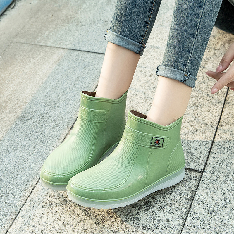 Four Seasons Korean Style Fashionable Crystal Bottom Fresh and Stylish Women's Rain Boots Low Tube Outer Wear Women's Rain Boots