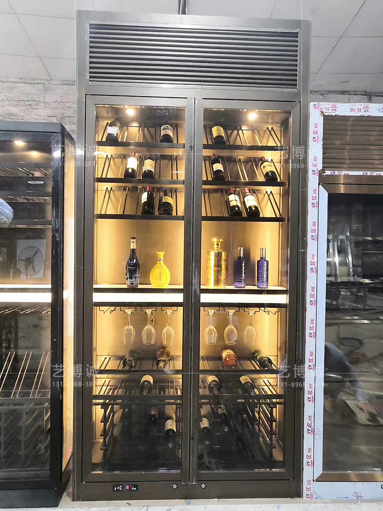 公司设计定制广州酒店红酒柜 小型不锈钢酒窖 不锈钢恒温恒湿酒柜