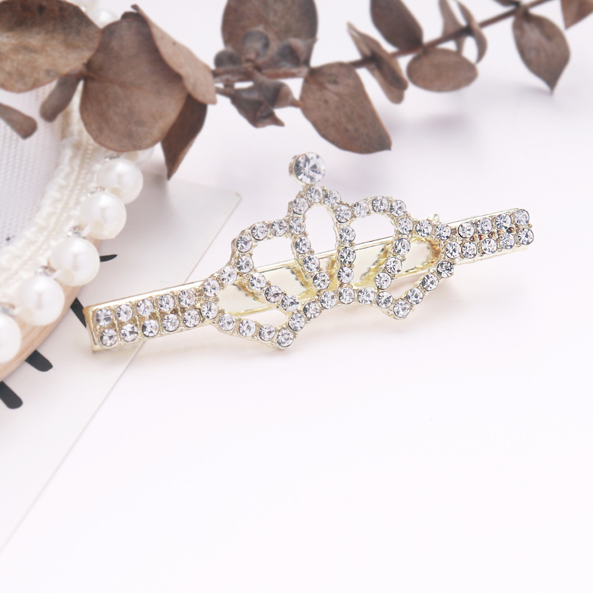 Korean Style Simple Rhinestone Bow Barrettes Wings Hairpin Girl Side Clip Flower Crown Wholesale