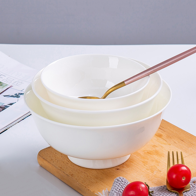 jingdezhen ceramic tall bowl noodle bowl bone china bowl pure white bowl white porcelain bowl ceramic rice bowl white rice bowl