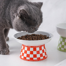 猫碗陶瓷日式猫碗猫咪护颈椎一体猫粮碗喝水碗斜口碗陶瓷狗狗食盆