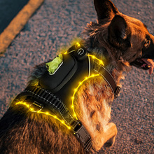 宠物用品夜间警示防丢失狗衣绳绣灯围边USB充电LED发光宠物胸背带