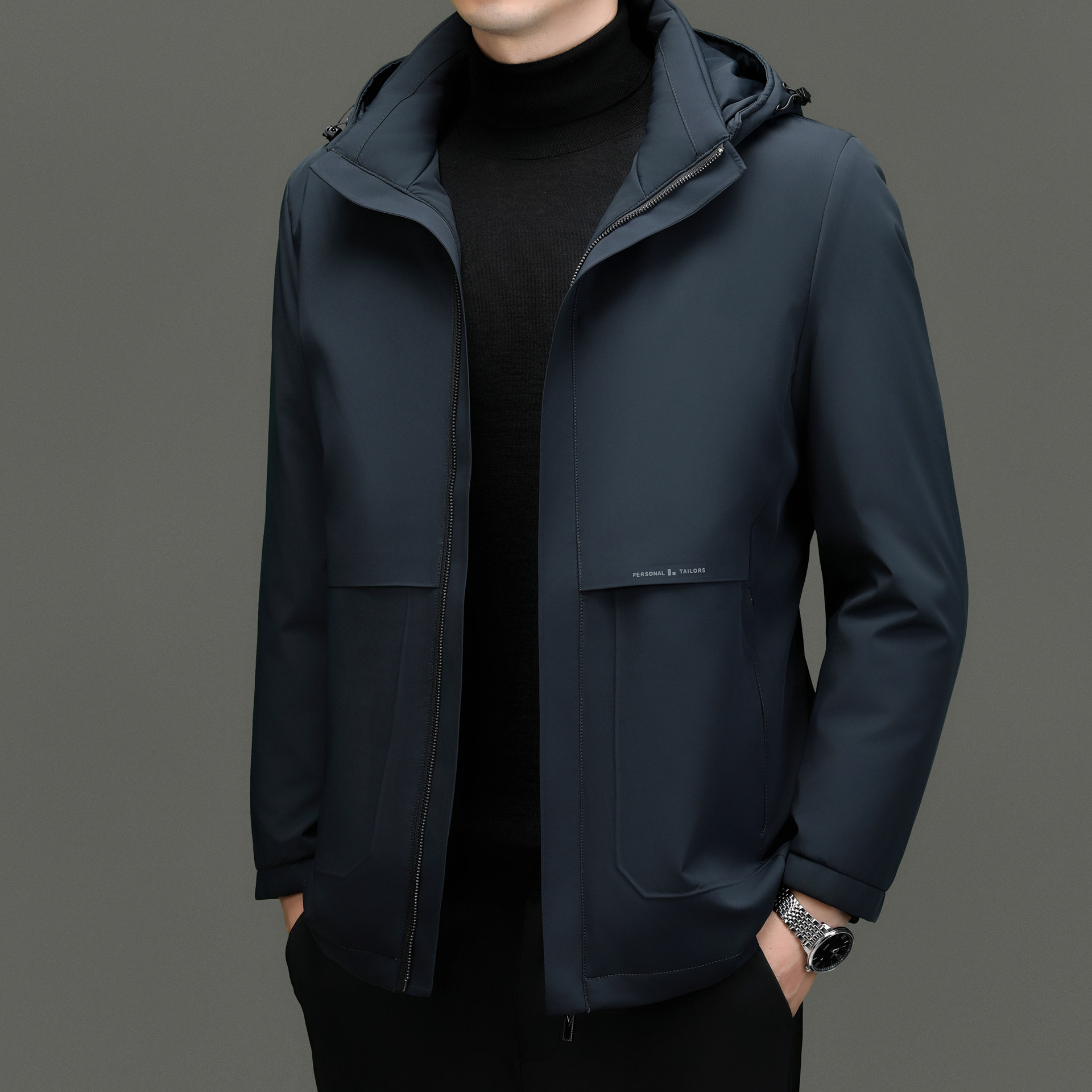 羽绒服男冬季新款中老年爸爸装中长款白鸭绒加厚保暖宽松连帽外套