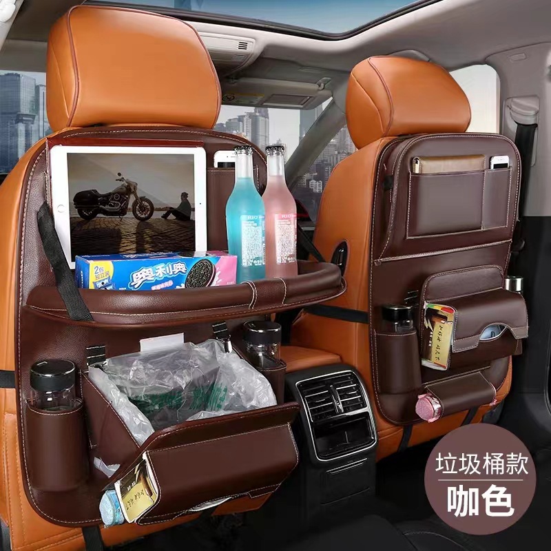 Foldable Car Dining Table Automobile Storage Bag Leather Car Seat Organizer Truck Garbage Can Shopping Bags