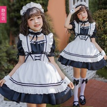 日本女童黑白色经典女仆装童装萝莉女佣可爱lolita连衣裙儿童公主