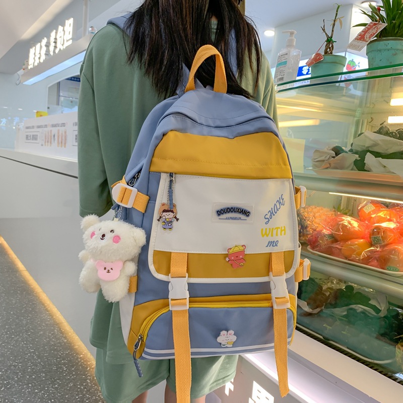 Partysu Schoolbag Female Summer Junior High School Student Korean Harajuku Style Lightweight Middle School Student Large Capacity High School Student Japanese Backpack