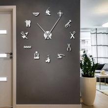 Dentist Tools Frameless 3D Wall Clock Dental Practitioners跨