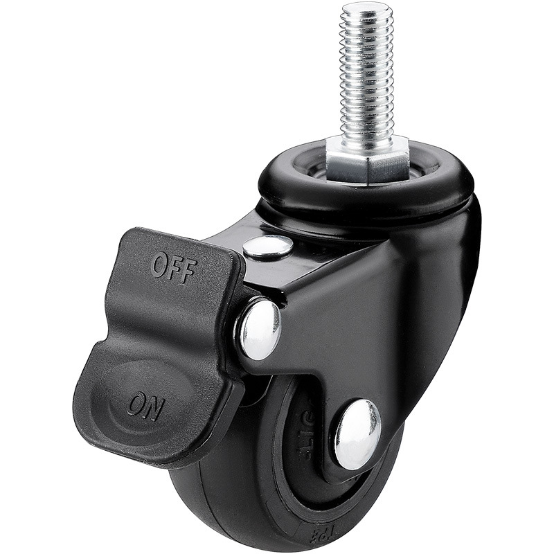 2寸转向轮轱辘滑轮橡胶轮丝杆静音家具轮子万向轮1寸小型万向脚轮