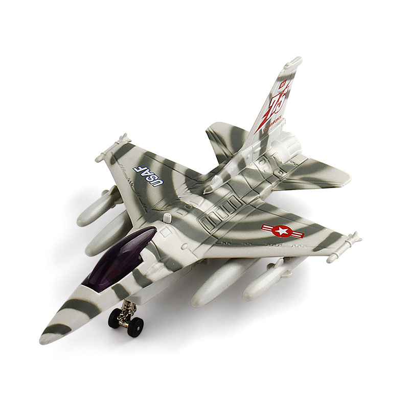 彩珀 美国 f-16 战隼 带回力和声光 战斗机 合金模型玩具51297l