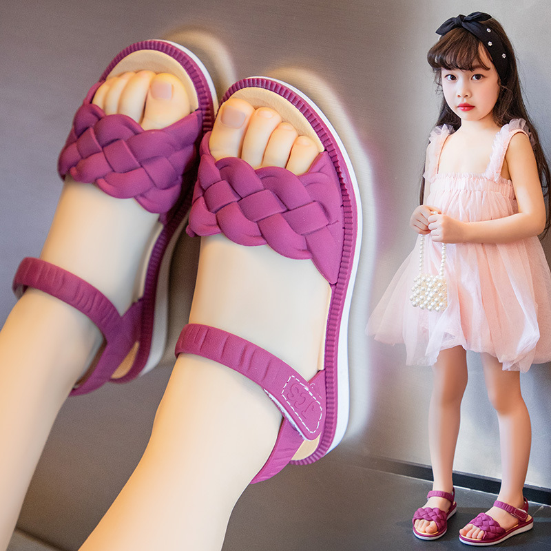 summer girls sandals 2023 new non-slip soft bottom korean style casual velcro little girl princess beach sandals