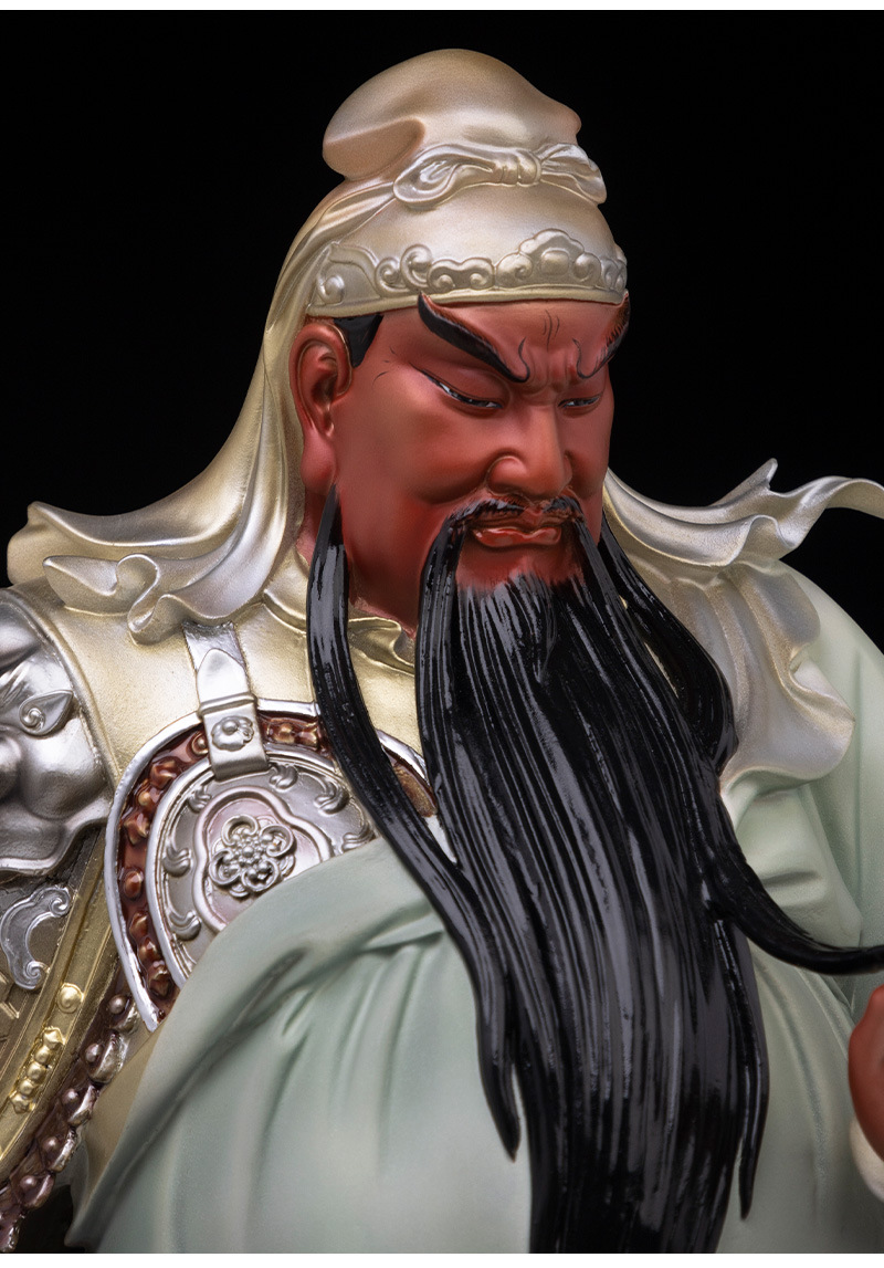 台湾铜雕捋须关公工艺品神像家居装饰武关二爷红脸关公铜摆件