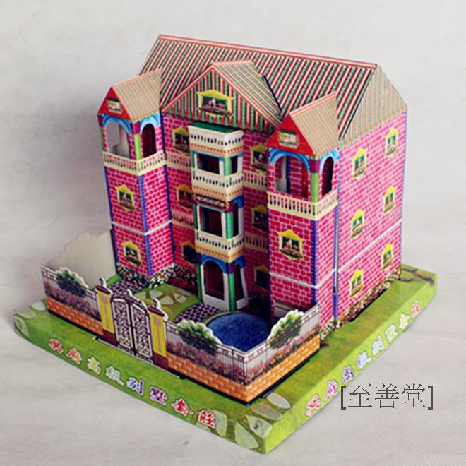 祭祀用品烧纸纸钱 成品立体三层别墅 纸房子冥纸黄纸清明上坟