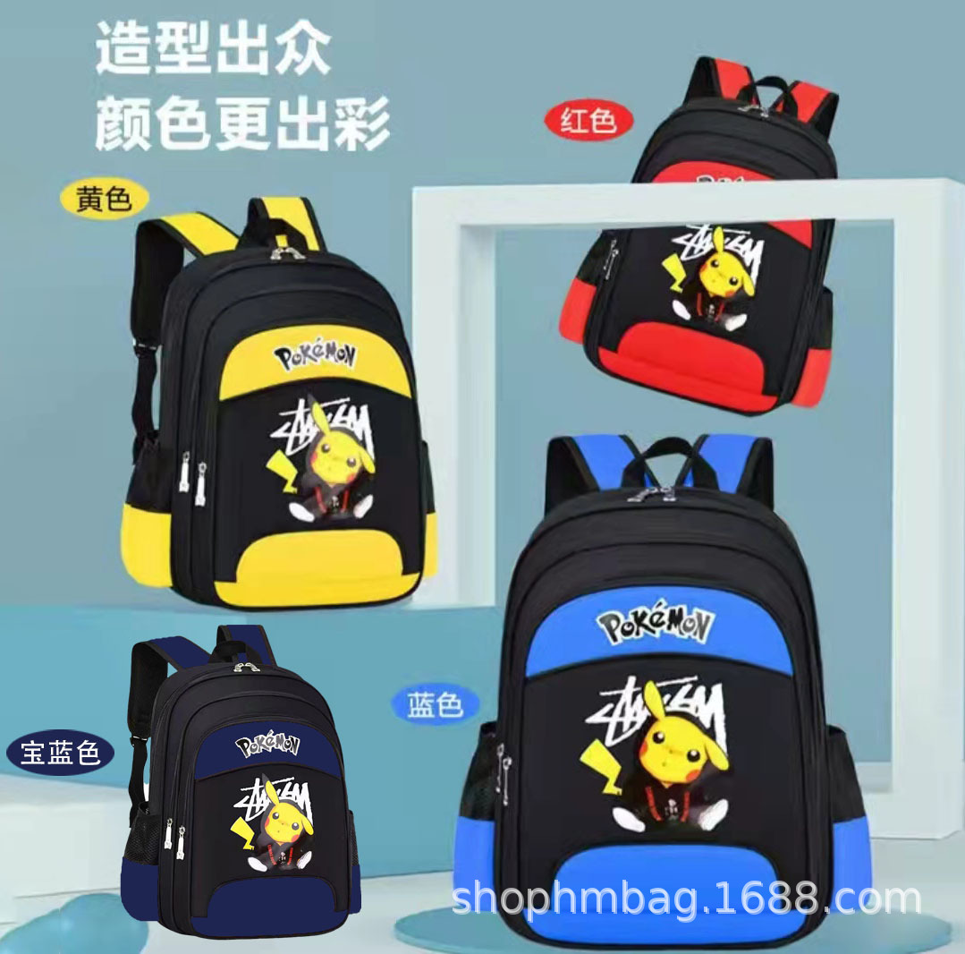 Factory Direct-Sale Schoolbag Primary School Students Burden Reduction Grade 1 to Grade 6 Pikachu Trendy Lightweight Children's Schoolbag Wholesale