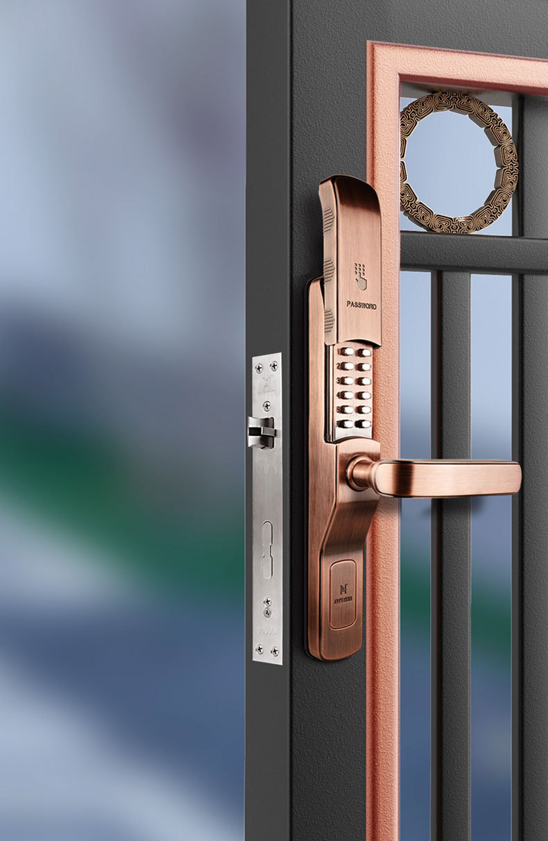 滑盖双面机械密码锁?户外别墅庭院门锁铁艺栅栏门防水双开密码锁