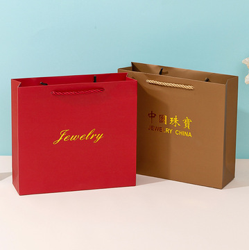 中国珠宝手提袋饰品袋红色纸袋珍珠项链盒礼品袋