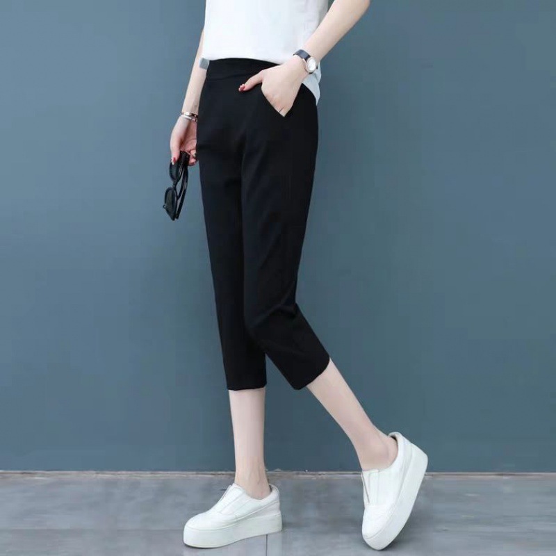 七分裤女夏中裤2021新款女裤子运动休闲裤女高腰显瘦宽松版哈伦裤