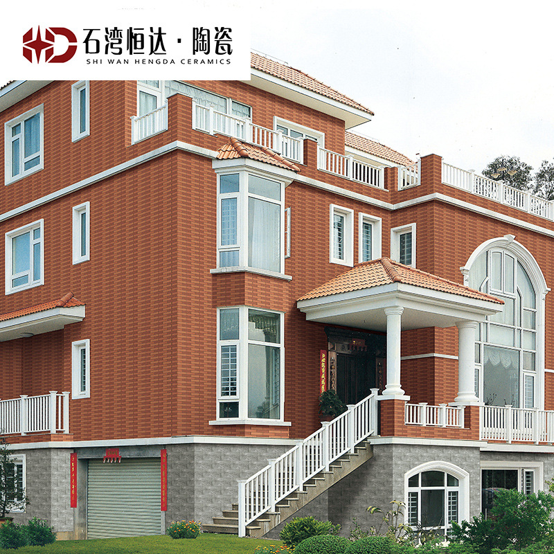 仿古通体平面三色纸皮砖文化4.5x14.5高级别墅砖釉面喷墨外墙瓷砖
