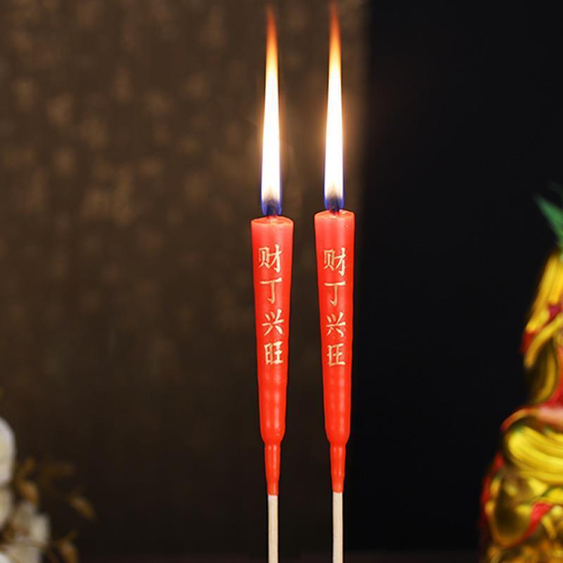 批发潮汕家用拜神祭祀祭祖蜡烛供佛用尖头红色印字竹签蜡烛香烛.