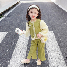 儿童新款韩版休闲女童2024春秋季时髦开衫上衣套装女宝宝洋气秋装