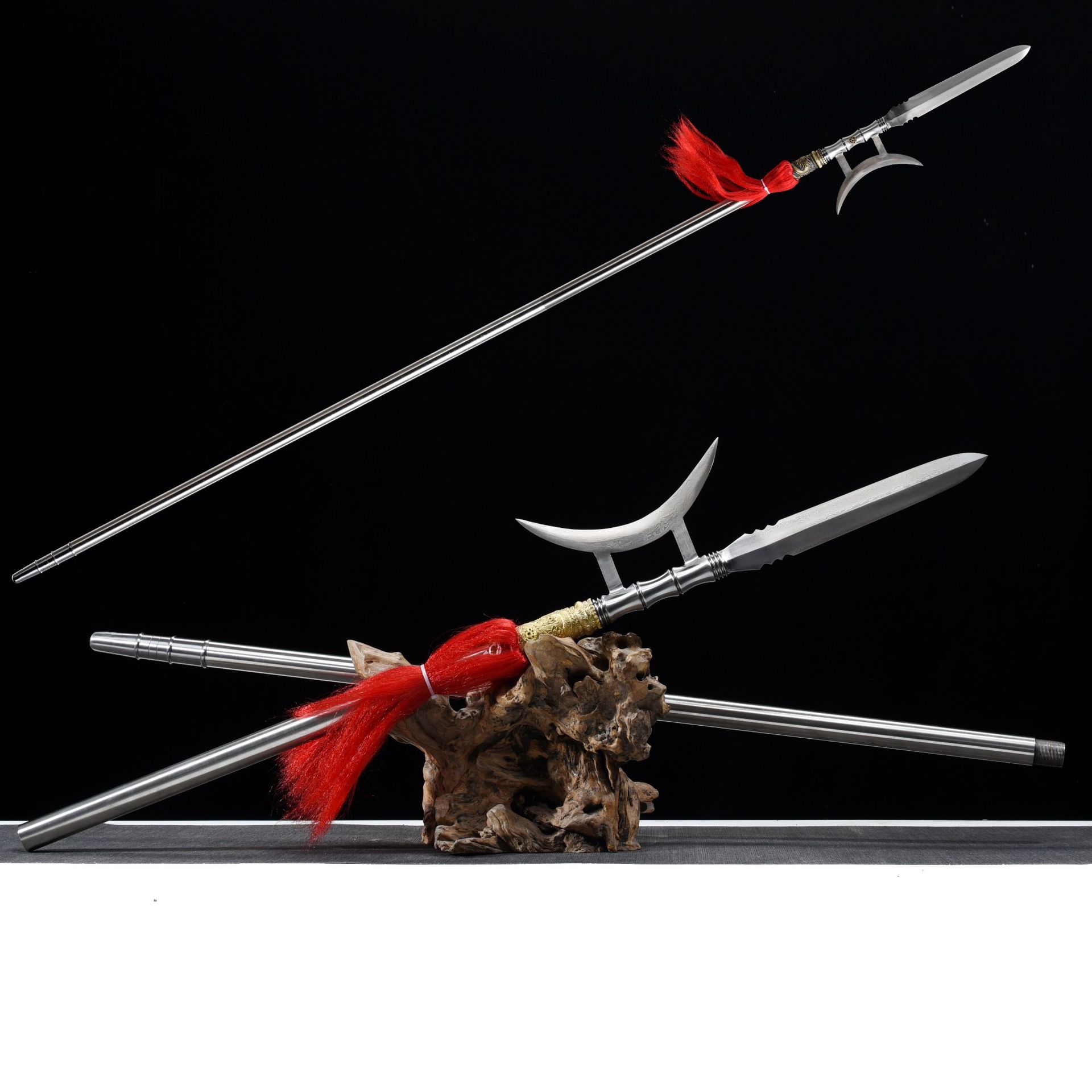 龙泉市刀剑花纹钢可拆卸十八般兵器影视冷兵器单月方天画戟未开刃