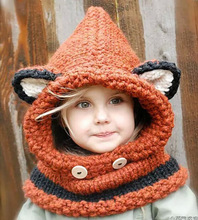 韩国可爱耳朵狐狸动物毛线帽秋冬加厚保暖护耳针织围脖女亲子儿童