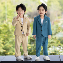 儿童西装春秋韩版休闲套装男童帅气摄影西服中小童活动主持演出服