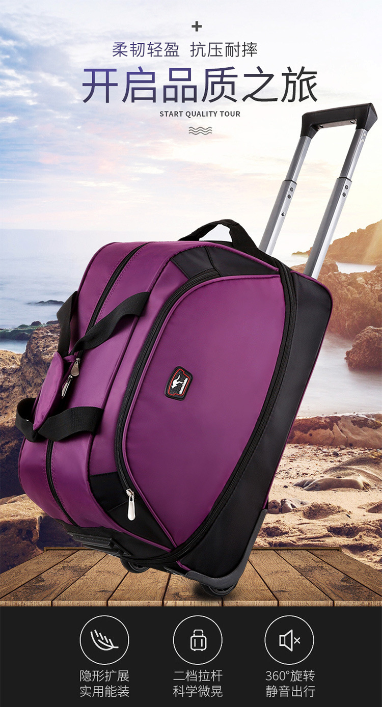 跟c新秀轻便旅行包女拉杆包男大容量中学生手提行李包短途旅游健-阿里