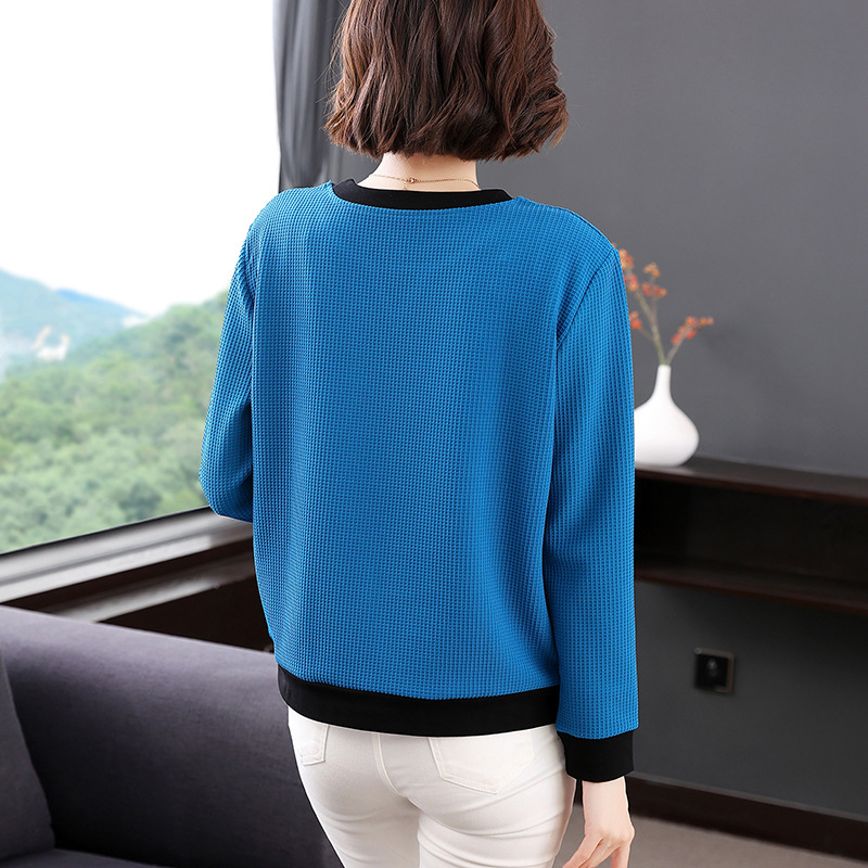 Fashion Stitching Contrast Color Sweatshirt Women's Autumn and Winter 2023 New Loose Casual plus Size Women's Clothing Middle-Aged and Elderly Women's Dress