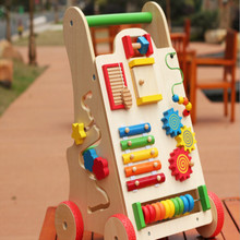热销木制儿童婴儿实木多功能走路学步车娃娃积木玩具宝宝手推小车