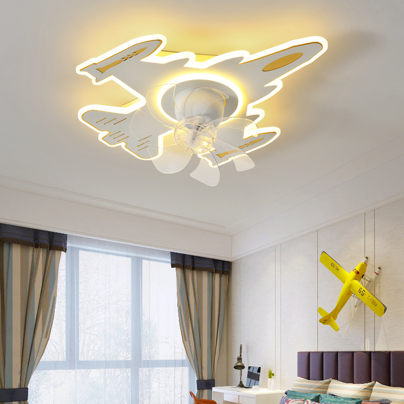 Children's Room New Aircraft Ceiling Light 360-Degree Rotating Shaking Head Fan Lamp Simple Modern Light Luxury Bedroom Light