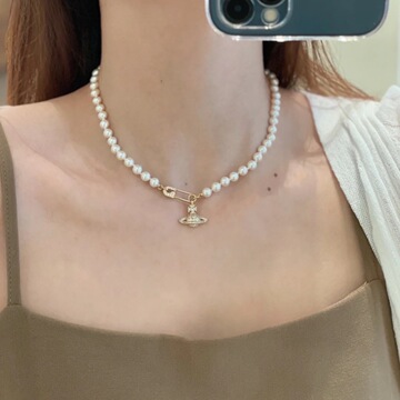 viviennewestwood西太后别针土星珍珠项链轻奢小众女