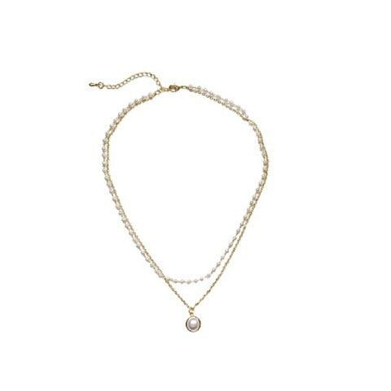 Short Clavicle Chain Choker Double-Layer Necklace Simple Pearl Necklace for Women Niche Design High-Grade Ornament Chain