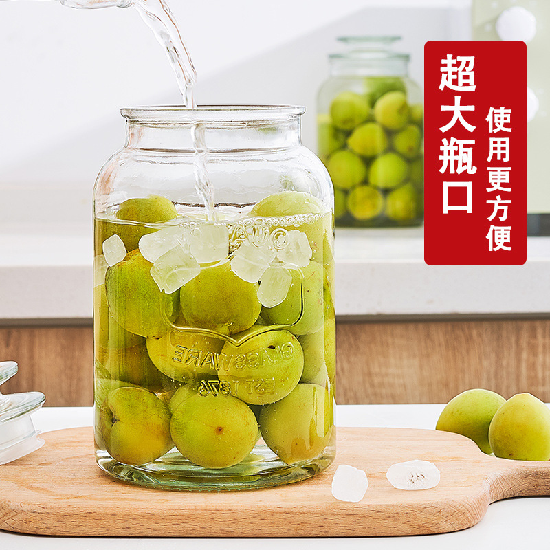 Glass Sealed Can Relief Storage Jar Household Thickened with Lid Glass Jar Pickles Earthen Jar Transparent Multigrain Storage Box