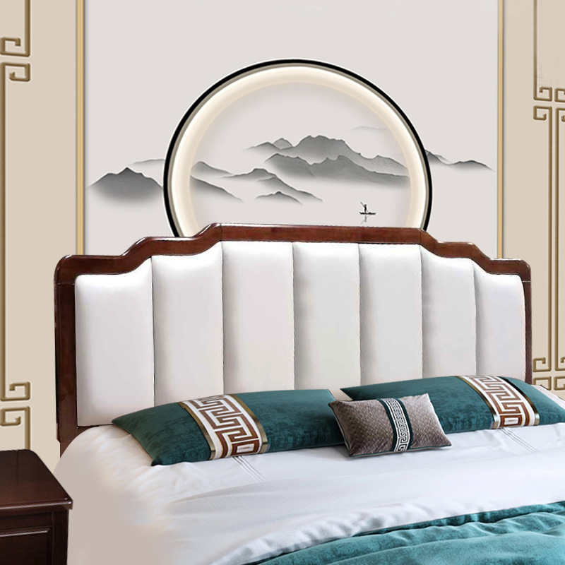 实木床头板新中式超薄软包皮革1.8一米八靠背板软靠床屏单买床头