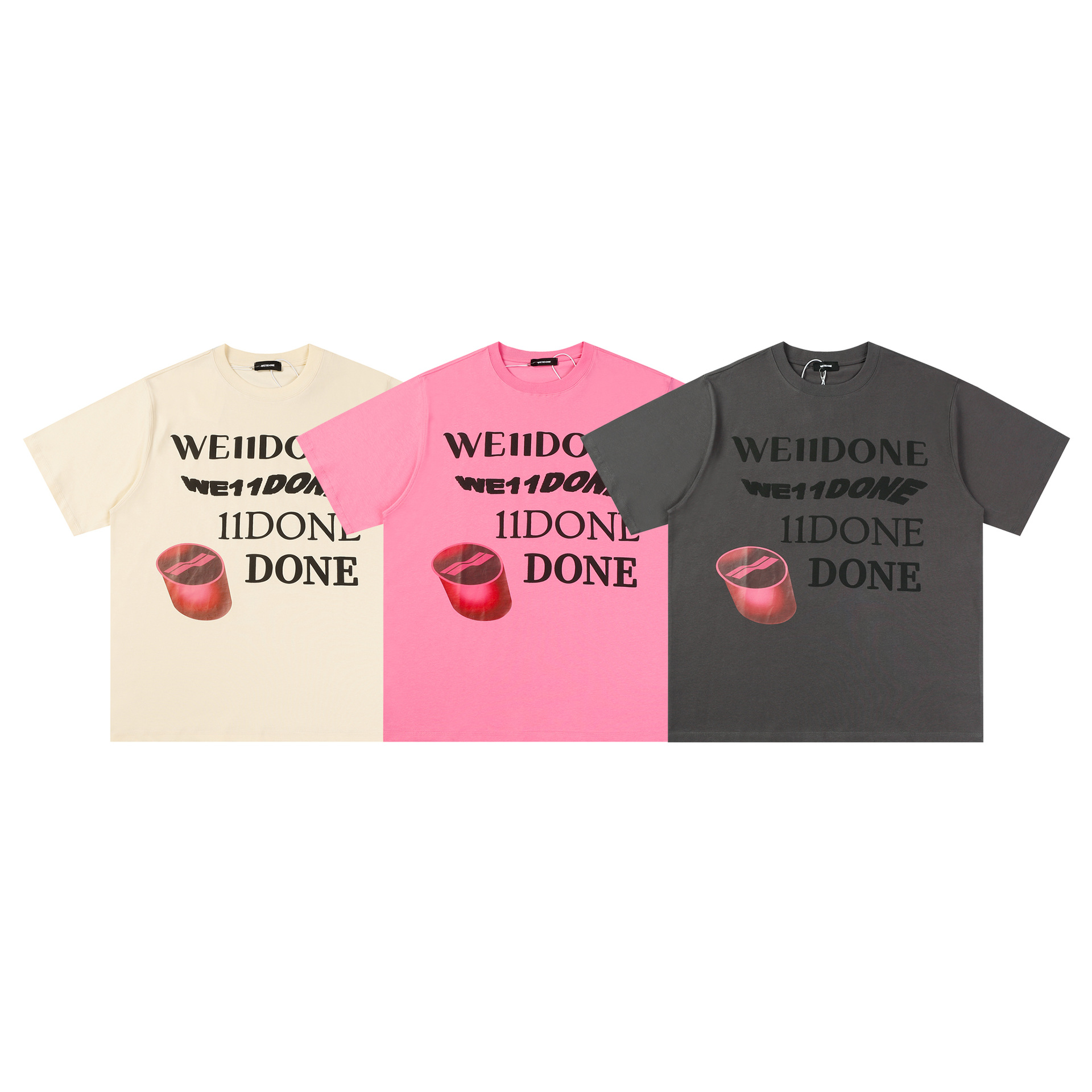 we11done巧克力弹幕字母印花美式潮牌宽松情侣夏季新款短袖男女t