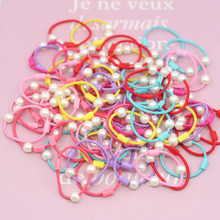 彩色珍珠平面扣小发绳橡皮筋儿童发圈宝宝头绳材料仙女饰100个装