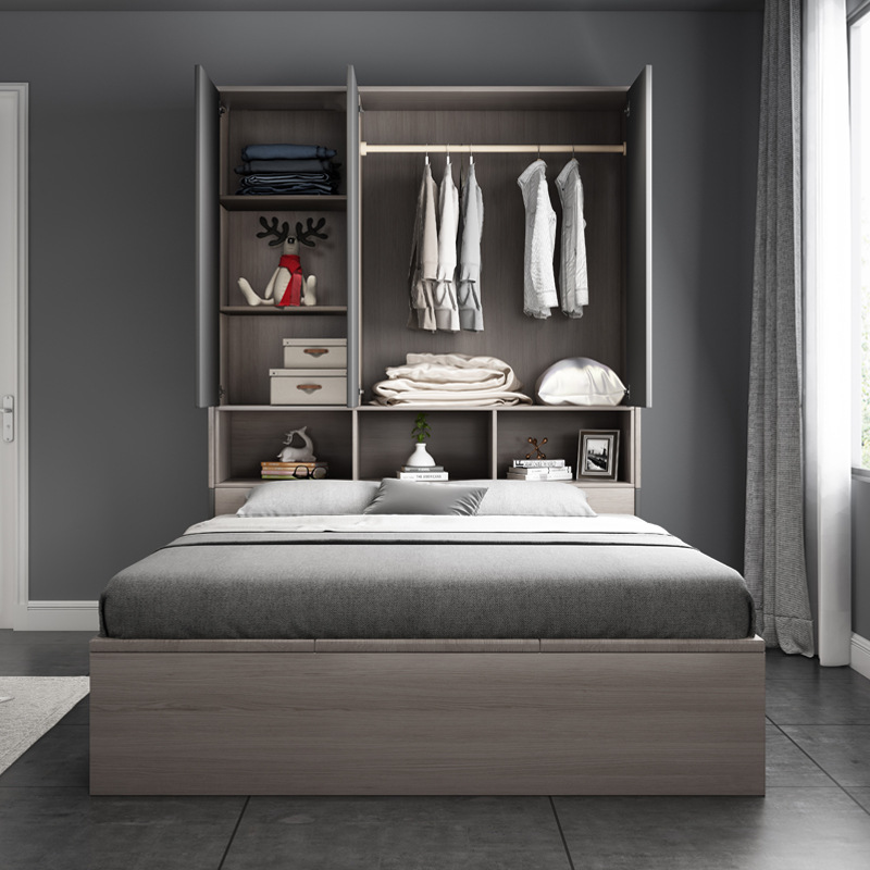 35榻榻米床带衣柜一体储物收纳床1.2单人床1.5米双人床