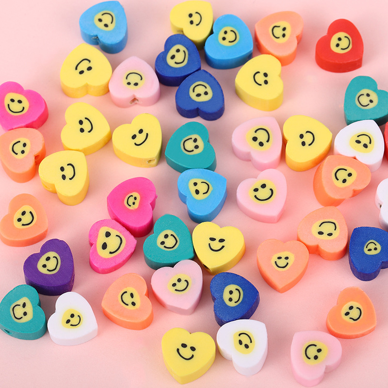 Cross-Border Hot Selling Handmade Beaded DIY Ornament Polymer Clay Beads Polymer Clay Slice Love Smiling Face Factory Direct Supply