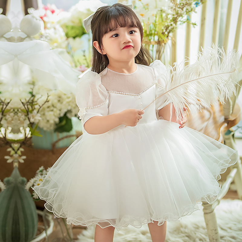 女童公主裙2022新款夏季宝宝婚礼生日钢琴演出服小女孩周岁礼服裙