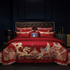 High-end Embroidery Wedding celebration 160 Chief Cotton velvet Embroidery marry bright red Four piece suit Cotton Satin bedding