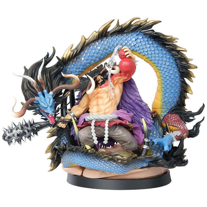 One Piece Kaiduo Four King Beast Dragon Scene Black Pearl Large Cartoon Hand-Made Model Ornaments