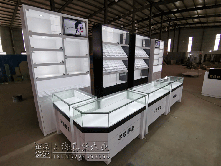 眼镜展示柜眼镜店货架柜台展柜定制玻璃中岛柜多层格子陈列柜台