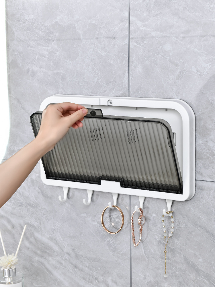 Simple Magnetic Opening and Closing Wall-Mounted Storage Rack Punch-Free Toilet Bathroom Wash Tableware Storage Storage Rack 0414